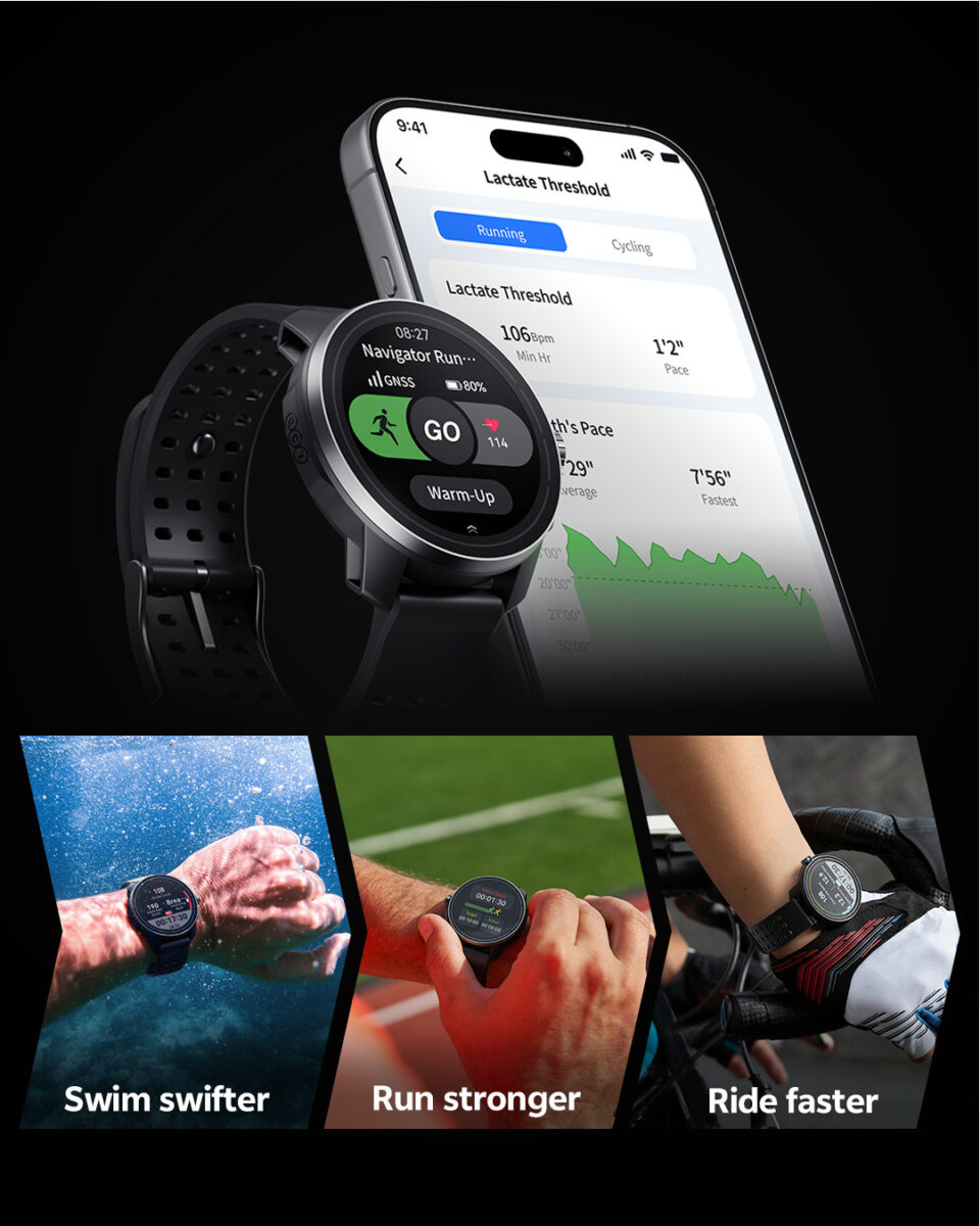 QCY Track S10 Watch Black 1,43 AMOLED HD Dual Band 6 Sat GPS, Gyroscope Geomagnetometer