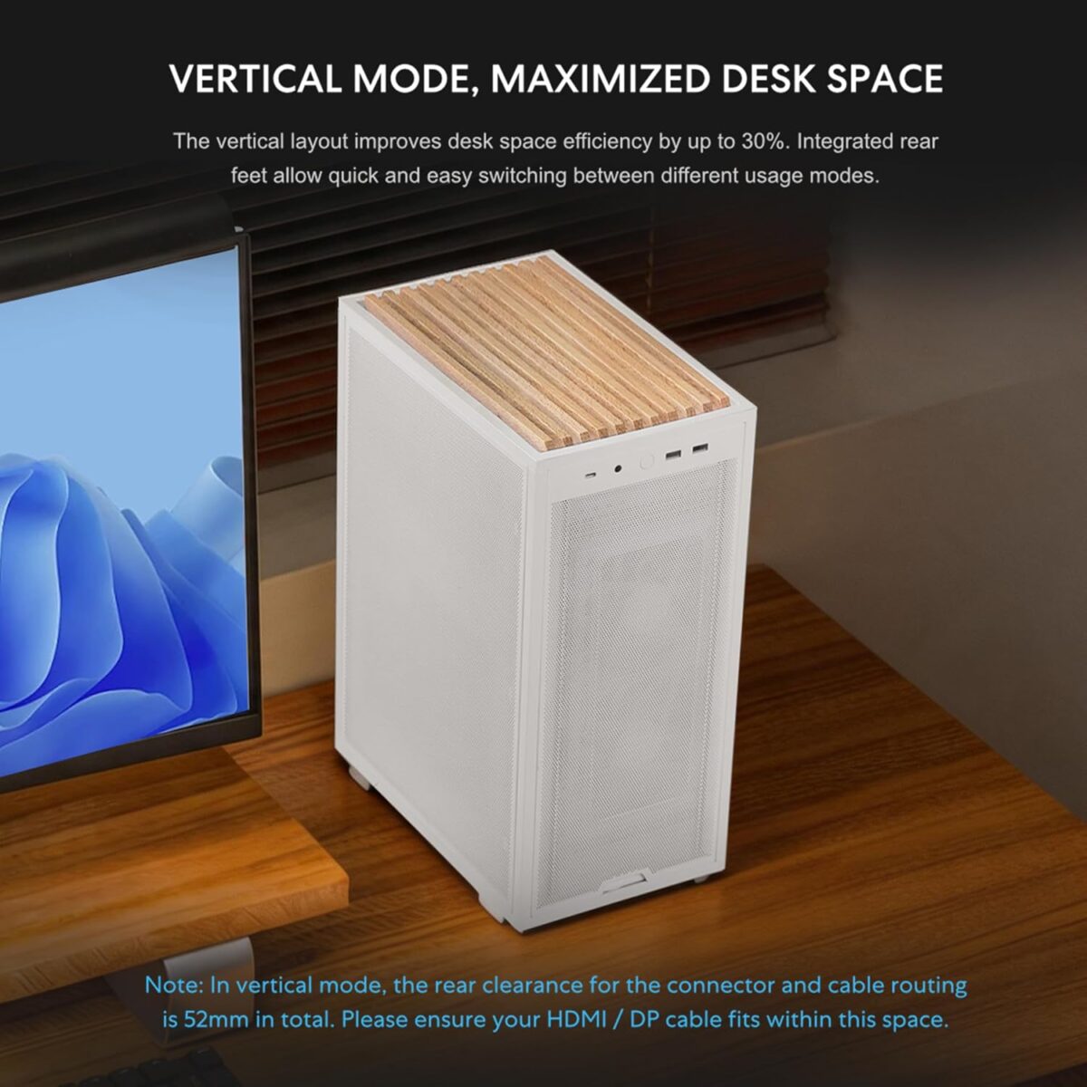 Lian Li Dan-B4 Wood White - mATX Mesh - PC Gaming Case - 2x 120 Fans Included - GPU Support 358.9mm - Image 3