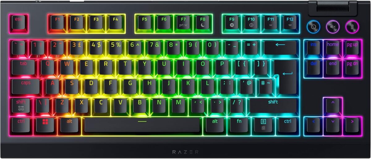 RAZER Blackwidow V4 TKL HYPERSPEED UK Layout - RGB Wireless Hot-Swap Keyboard - Orange Tactile Switc