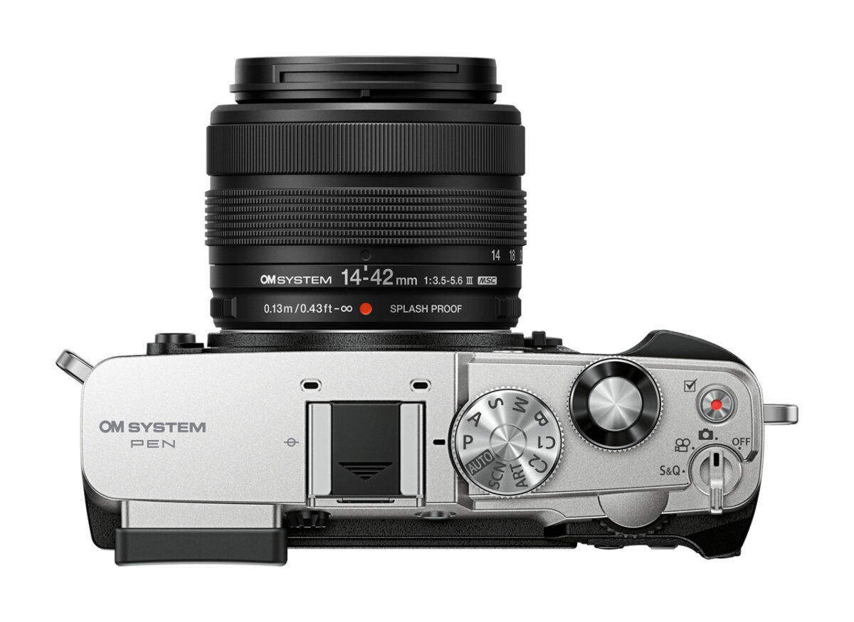 Olympus OM-System PEN Body silver, Body cap, BLS-7 Li-ion battery, Hot shoe cover, Shoulder strap, I - Image 6